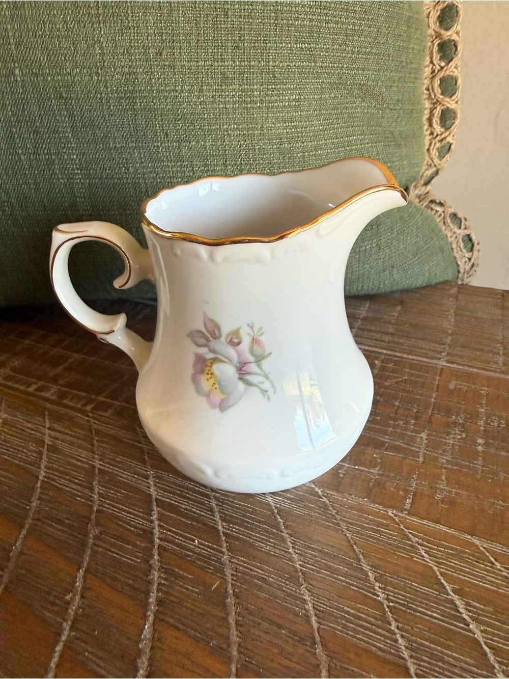 Vintage Schumann Arzberg Germany Briar Rose Porcelain Creamer Pitcher Gold Trim